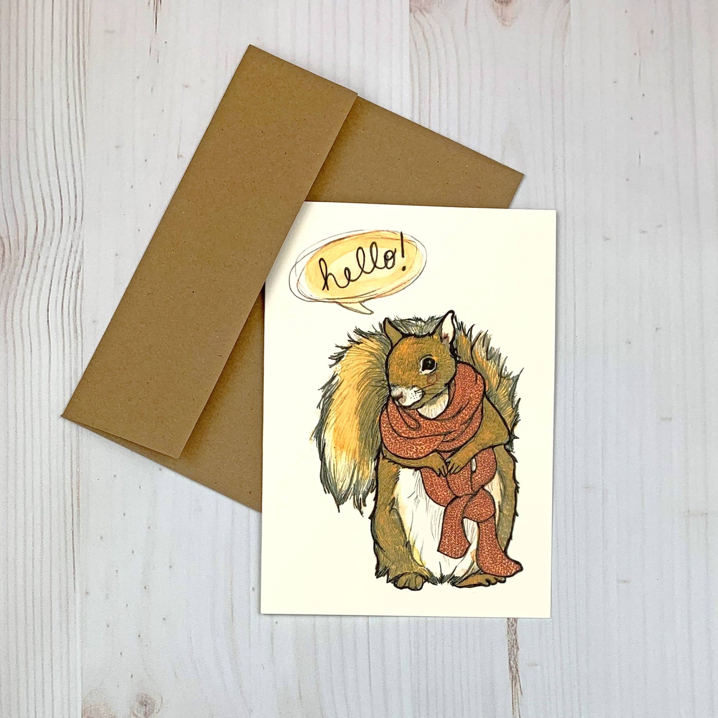 Squirrel Scarf 5x7" Notecard