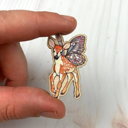 Fairy Fawn - 1.5" illustrated wooden pin