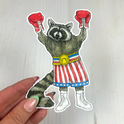 Raccoon Balboa Matte Vinyl Sticker