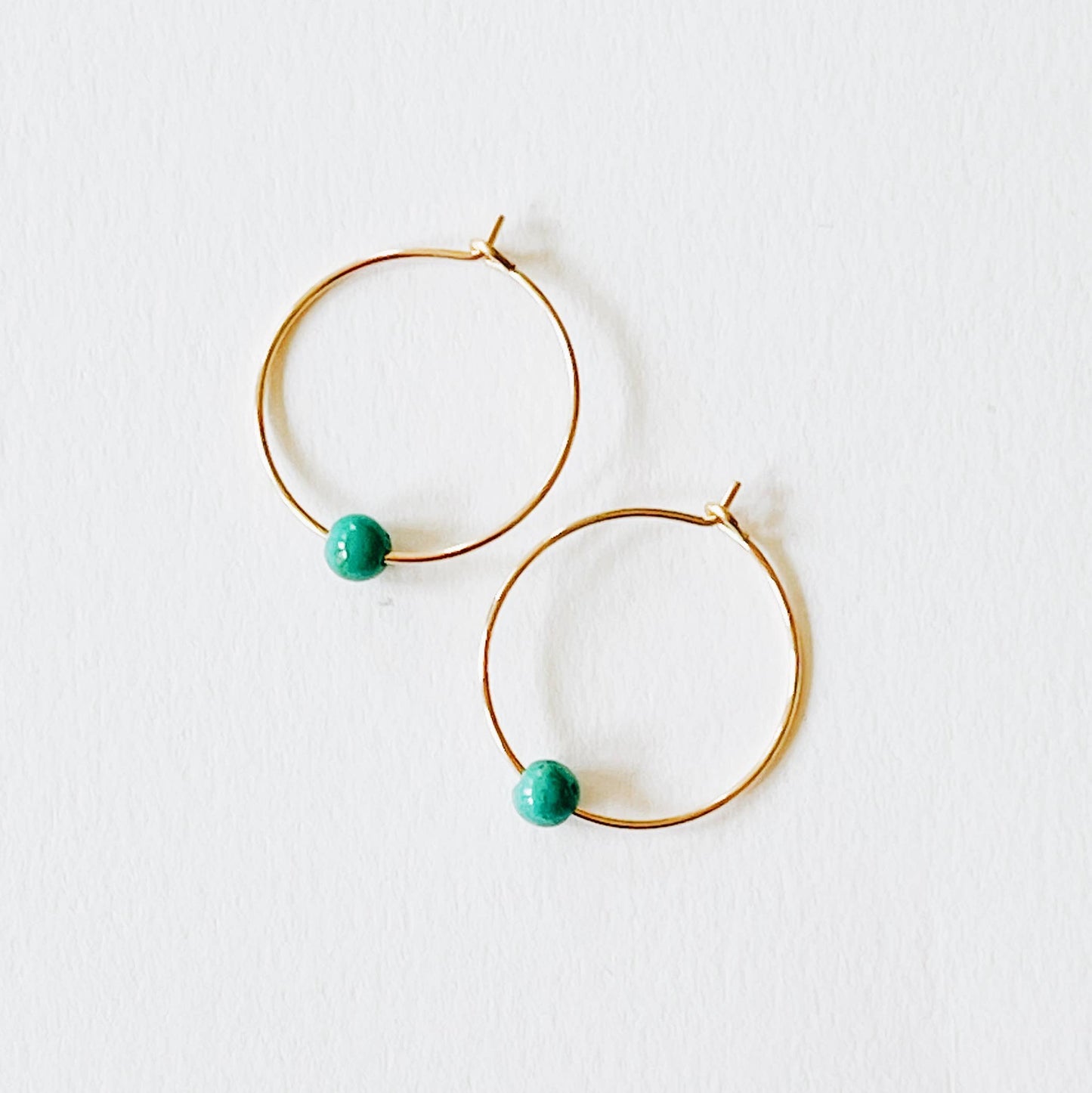 Gold Filled Hoops with Turquoise