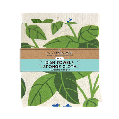 Basil Tea Towel + Sponge Cloth