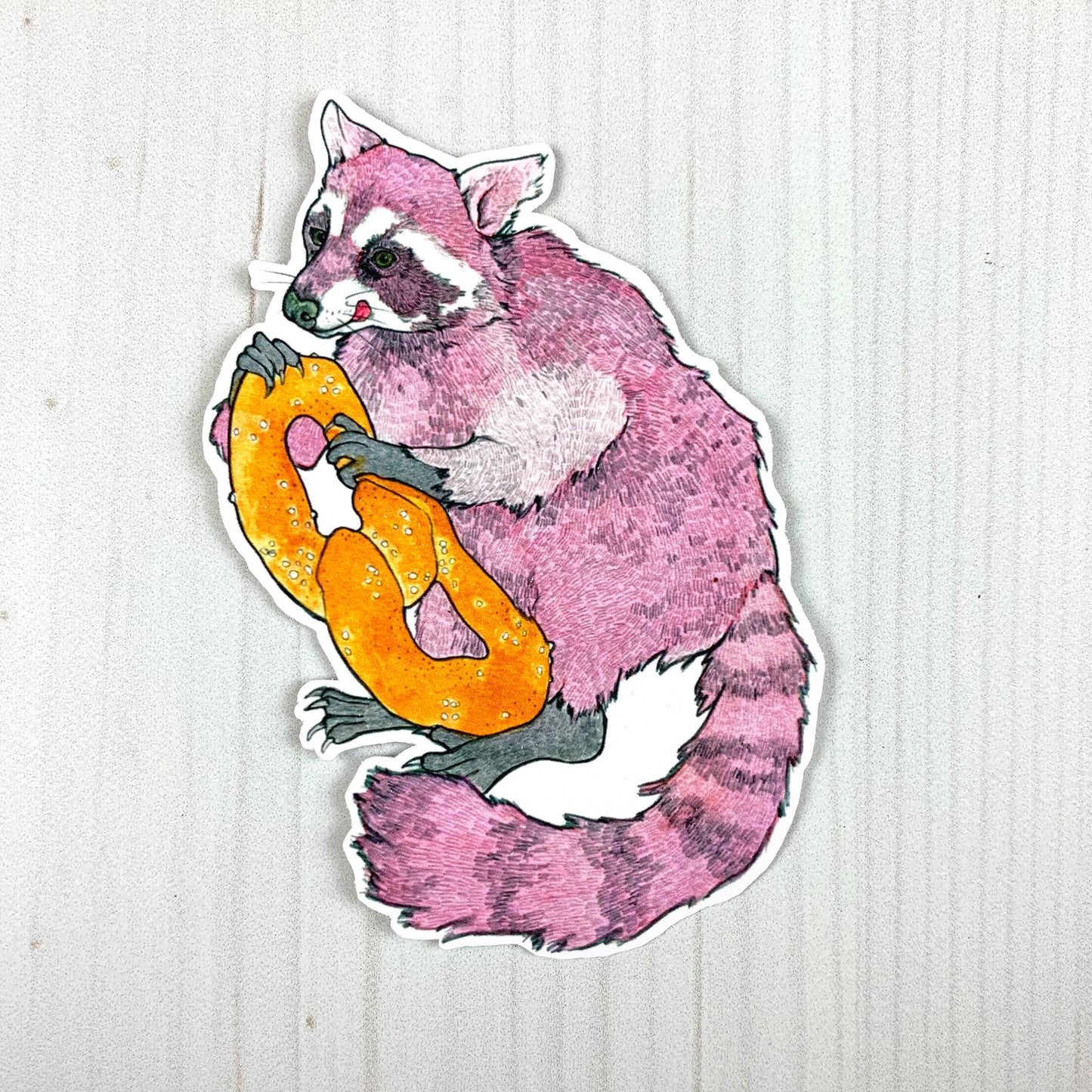 Raccoon Philly Pretzel Vinyl Sticker